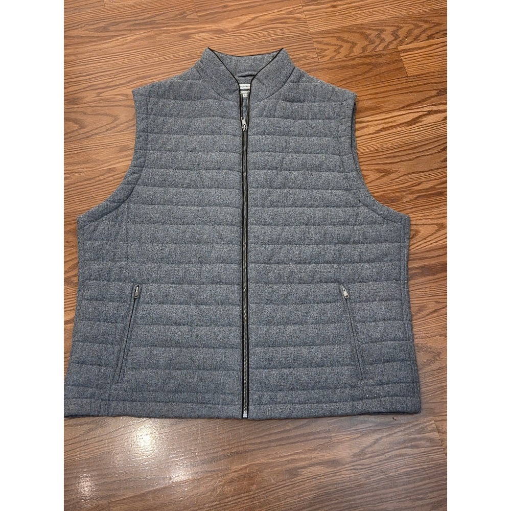 Jos. A. Bank 1905 Tailored Fit Mens XXL Gray Quilted Wool Blend Full Zip Vest